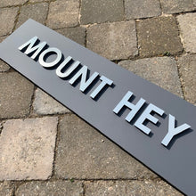 Load image into Gallery viewer, Modern Three-Dimensional 3D House Name Sign Slate Grey and Brushed Steel Effect Plaque