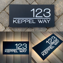 Load image into Gallery viewer, Large Illuminated LED Modern House Address Sign | Bespoke Address Plaque 40 x 20 cm - Kreativ Design Ltd