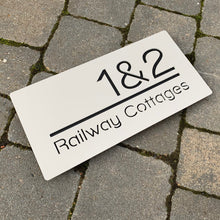 Load image into Gallery viewer, Modern Rectangle (Landscape) House Name / Number Sign 30 cm x 15 cm - Kreativ Design Ltd