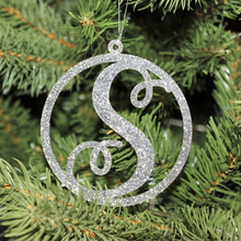 Load image into Gallery viewer, Modern Large Silver Glitter Script Christmas Tree Decorations - Kreativ Design Ltd
