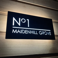 Load image into Gallery viewer, Large Illuminated LED Modern House Address Sign | Bespoke Address Plaque 40 x 20 cm - Kreativ Design Ltd