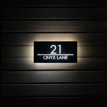 Load image into Gallery viewer, Large Illuminated LED Modern House Address Sign | Bespoke Address Plaque 40 x 20 cm - Kreativ Design Ltd 