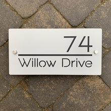 Load image into Gallery viewer, Modern Rectangle (Landscape) House Name / Number Sign 30 cm x 15 cm - Kreativ Design Ltd