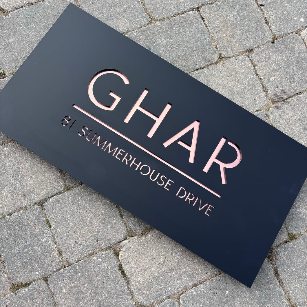 Extra Large House Name / Address Sign 80 cm x 40 cm - KREATIV DESIGN -