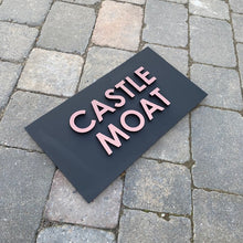 Carica l&#39;immagine nel visualizzatore di Gallery, Modern Three-Dimensional 3D House Name Sign Black and Copper Effect Plaque