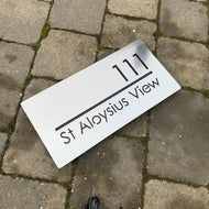 Stainless Steel Effect Rectangle House Number and Address Sign 40 cm x 20 cm - KREATIV DESIGN -