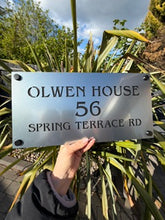 Laden Sie das Bild in den Galerie-Viewer, Stainless Steel Effect Rectangle House Number and Address Sign 40 cm x 20 cm