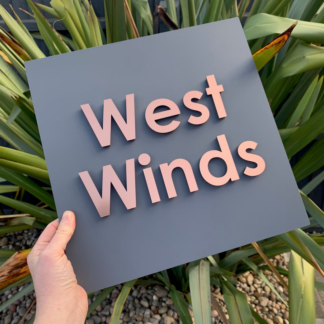 Large Square Modern 3D Stand Out Bold Lettering House Name / Address S ...