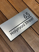 Laden Sie das Bild in den Galerie-Viewer, Stainless Steel Effect Rectangle House Number and Address Sign 40 cm x 20 cm
