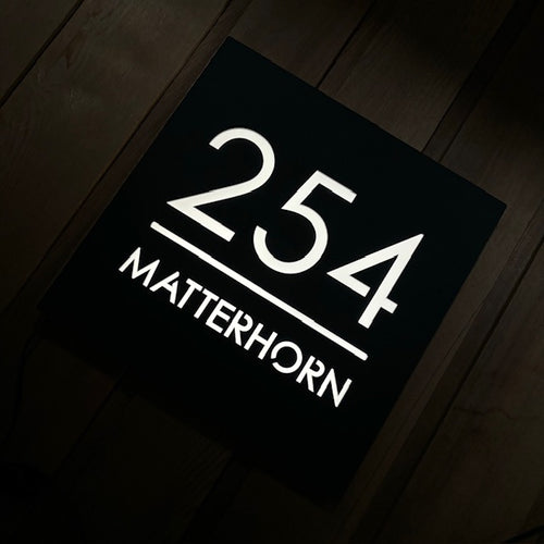 Extra Large Illuminated House Sign Low voltage LED 40 cm x 40 cm - KREATIV DESIGN -Signs