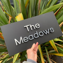Load image into Gallery viewer, Large rectangle House name Sign with stand our three dimensional lettering