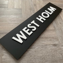 Lataa kuva Galleria-katseluun, Modern Three-Dimensional 3D House Name Sign Black and White  Plaque