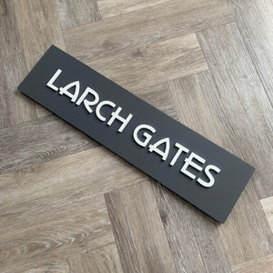 Modern Three-Dimensional 3D House Name Sign Anthracite and White Plaque