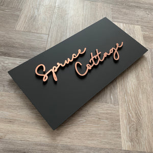 Modern 3D Stand Out Handwriting Script Style House Name / Address Sign 40 cm x 20 cm - KREATIV DESIGN -