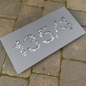Modern Geometric Pattern House Number Sign 30 cm x 15 cm - Kreativ Design Ltd 