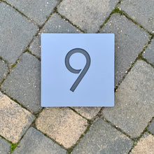 Laden Sie das Bild in den Galerie-Viewer, Modern Square House Number Sign 15 cm x 15 cm - Kreativ Design Ltd 