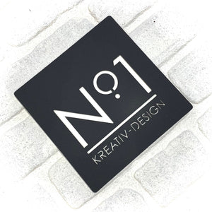 Modern Square House Number / Address Sign 20 cm x 20 cm - Kreativ Design Ltd 