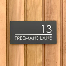 Afbeelding in Gallery-weergave laden, Illuminated LED Modern House Number Personalised Address Plaque 30 x 15cm - Kreativ Design Ltd 