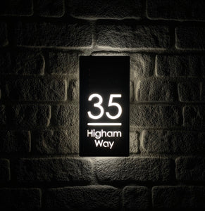 Contemporary Illuminated LED Backlit House Sign/Bespoke Address Plaque 15cm x 30cm - Kreativ Design Ltd 