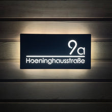 Load image into Gallery viewer, Large Illuminated LED Modern House Address Sign | Bespoke Address Plaque 40 x 20 cm - Kreativ Design Ltd 