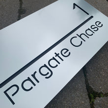 Charger l&#39;image dans la galerie, Brushed Metal Effect Modern Rectangle House Number and Address Sign 30 cm x 15 cm - Kreativ Design Ltd 
