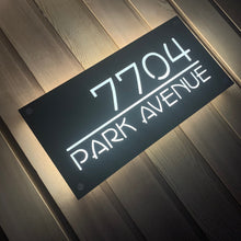 Carica l&#39;immagine nel visualizzatore di Gallery, Large Illuminated LED Modern House Address Sign | Bespoke Address Plaque 40 x 20 cm - Kreativ Design Ltd 