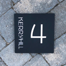 Afbeelding in Gallery-weergave laden, Modern Square House Address Sign with 3D Digits 20 cm x 20 cm - Kreativ Design Ltd 
