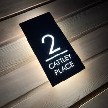 Carica l&#39;immagine nel visualizzatore di Gallery, Large Illuminated LED Backlit House Sign/Bespoke Address Plaque 20cm x 40cm - Kreativ Design Ltd 