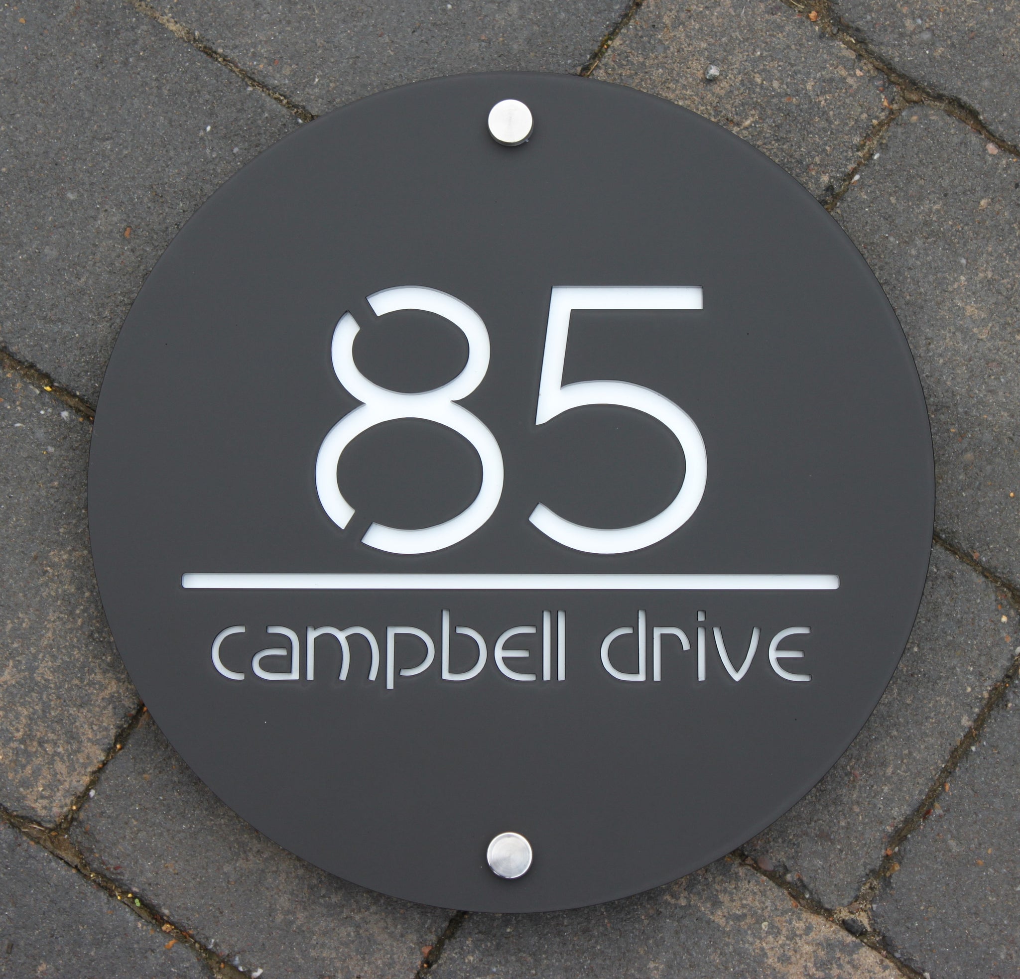 Round Address Signs Modern Round House Number Address Sign 30 cm Diameter – Kreativ Design Ltd