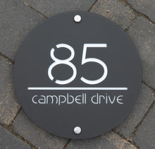 Lataa kuva Galleria-katseluun, Modern Round House Number Address Sign 30 cm Diameter - Kreativ Design Ltd 