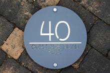 Load image into Gallery viewer, Modern Round House Number Address Sign 30 cm Diameter - Kreativ Design Ltd 