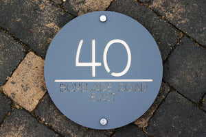 Modern Round House Number Address Sign 30 cm Diameter - Kreativ Design Ltd 