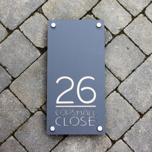 Modern Rectangle House Number and Address Sign Portrait Style 20 cm x 40 cm - Kreativ Design Ltd 