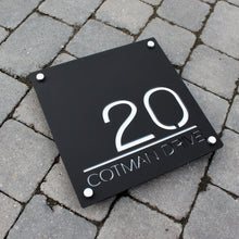 Carica l&#39;immagine nel visualizzatore di Gallery, Modern Square House Number and Address Sign 30 cm x 30 cm - Kreativ Design Ltd 