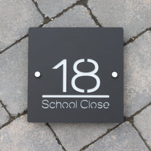 Charger l&#39;image dans la galerie, Modern Square House Number / Address Sign 20 cm x 20 cm - Kreativ Design Ltd 