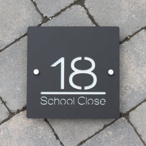 Modern Square House Number / Address Sign 20 cm x 20 cm - Kreativ Design Ltd 