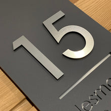 Load image into Gallery viewer, Modern Long Vertical Rectangle House Address Sign with 3D Digits 20 cm x 40 cm - Kreativ Design Ltd 