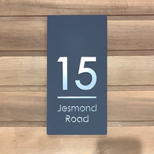 Load image into Gallery viewer, Modern Long Vertical Rectangle House Address Sign with 3D Digits 20 cm x 40 cm - Kreativ Design Ltd 