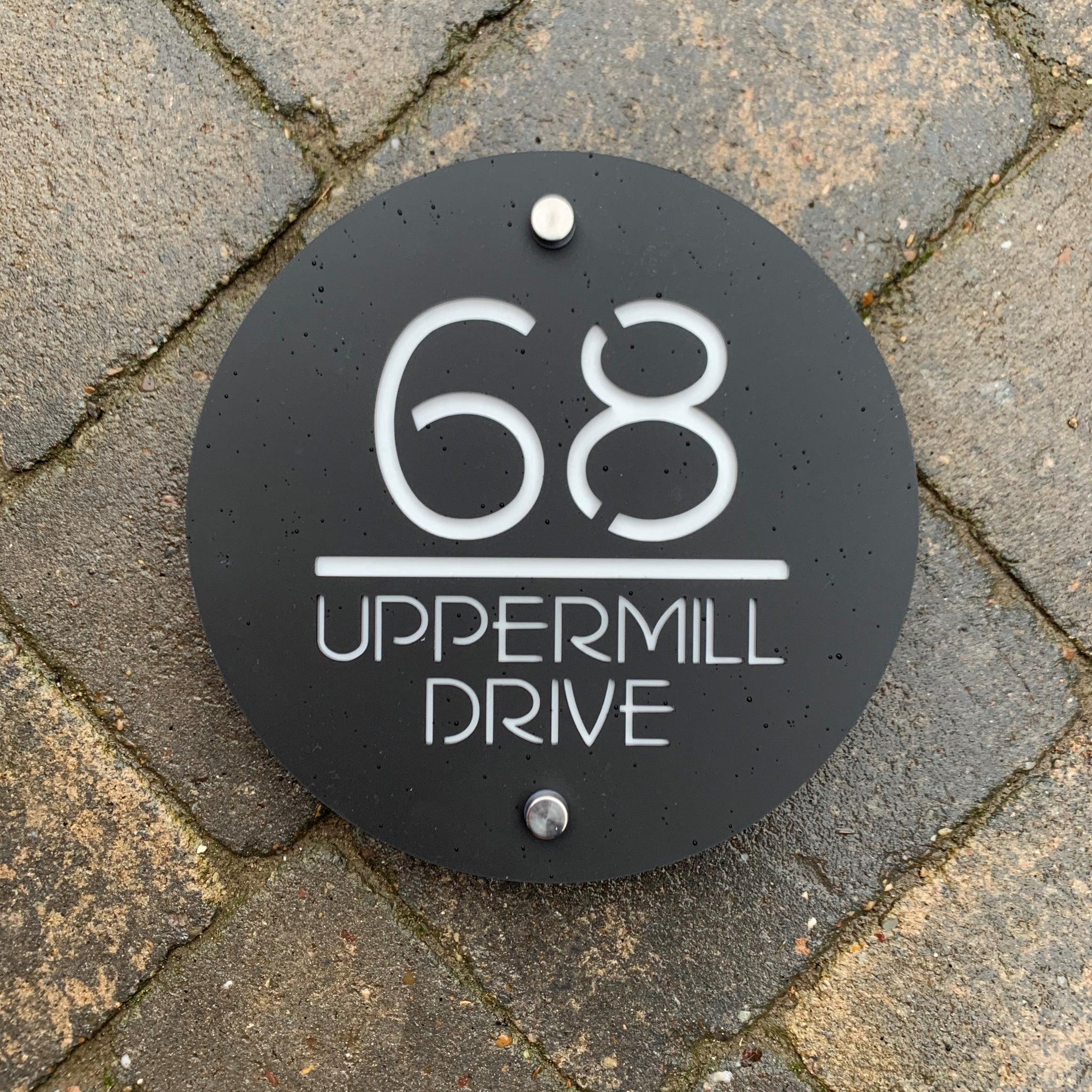 Round Address Signs Modern Round House Address Sign 20 cm Diameter – Kreativ Design Ltd