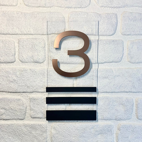 New Rectangle House Number Sign with stand out 3D Digits 15 cm x 30 cm - Kreativ Design Ltd 