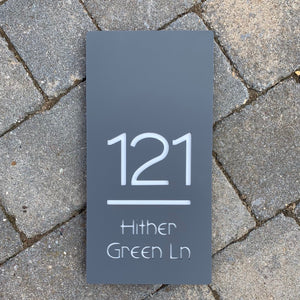 Modern Rectangle House Number and Address Sign Portrait Style 15 cm x 30 cm - Kreativ Design Ltd 
