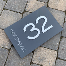 Carica l&#39;immagine nel visualizzatore di Gallery, Modern Rectangle House Address Sign with 3D Digits 30 cm x 20 cm - Kreativ Design Ltd 