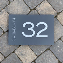 Afbeelding in Gallery-weergave laden, Modern Rectangle House Address Sign with 3D Digits 30 cm x 20 cm - Kreativ Design Ltd 