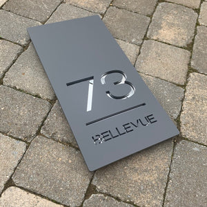 Modern Rectangle House Number and Address Sign Portrait Style 20 cm x 40 cm - Kreativ Design Ltd 