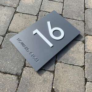 Modern Rectangle House Address Sign with 3D Digits 30 cm x 20 cm - Kreativ Design Ltd 