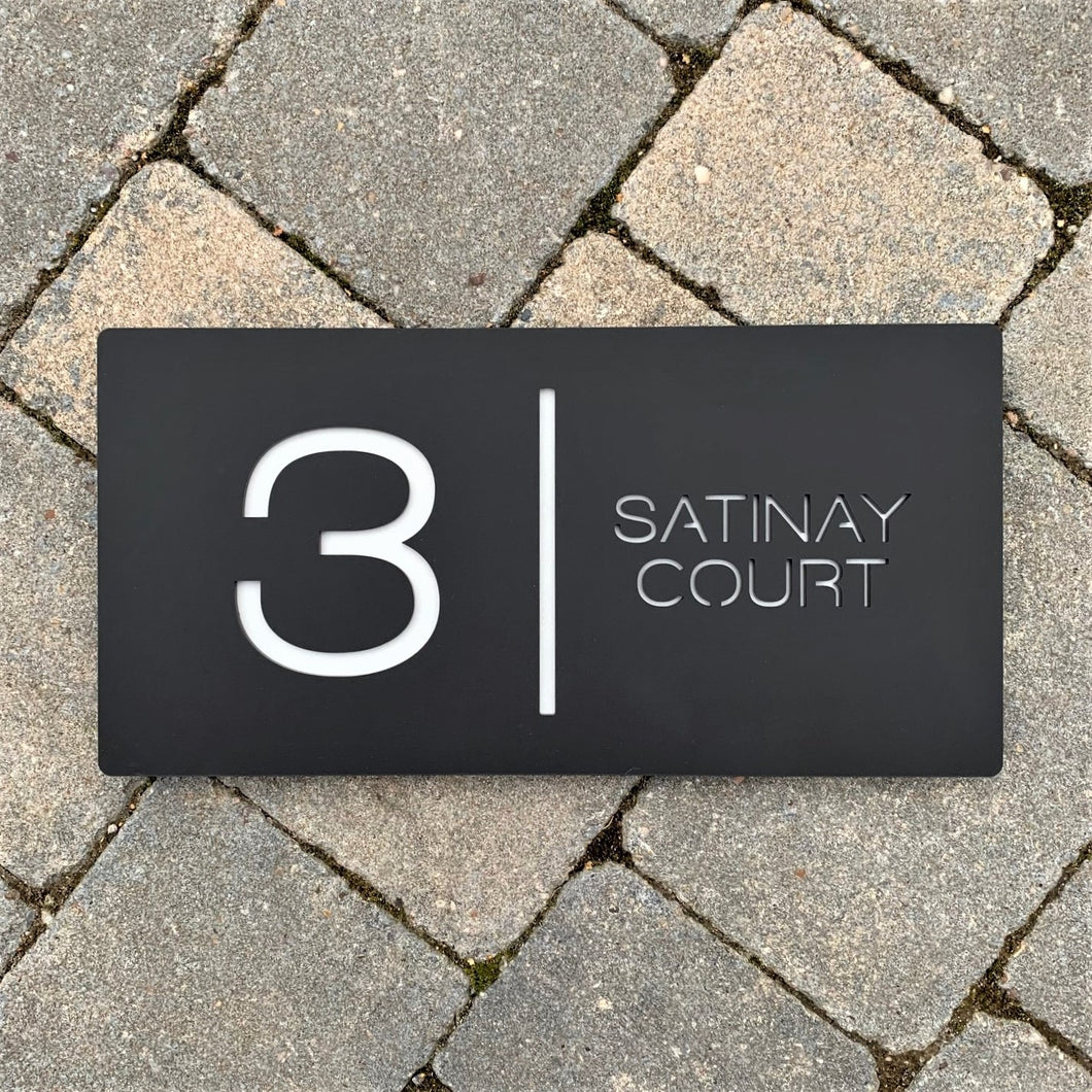 Modern Landscape Rectangle House Number Sign 30 cm x 15 cm - Kreativ Design Ltd 