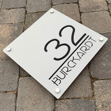 Charger l&#39;image dans la galerie, Modern Square House Number and Address Sign 30 cm x 30 cm - Kreativ Design Ltd 