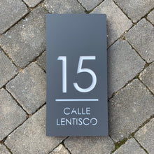 Carica l&#39;immagine nel visualizzatore di Gallery, Modern Rectangle House Number and Address Sign Portrait Style 20 cm x 40 cm - Kreativ Design Ltd 