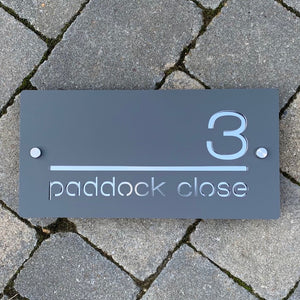 Modern Rectangle (Landscape) House Name / Number Sign 30 cm x 15 cm - Kreativ Design Ltd 