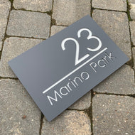 Modern Contemporary Rectangle House Address Sign 30 cm x 20 cm - Kreativ Design Ltd 